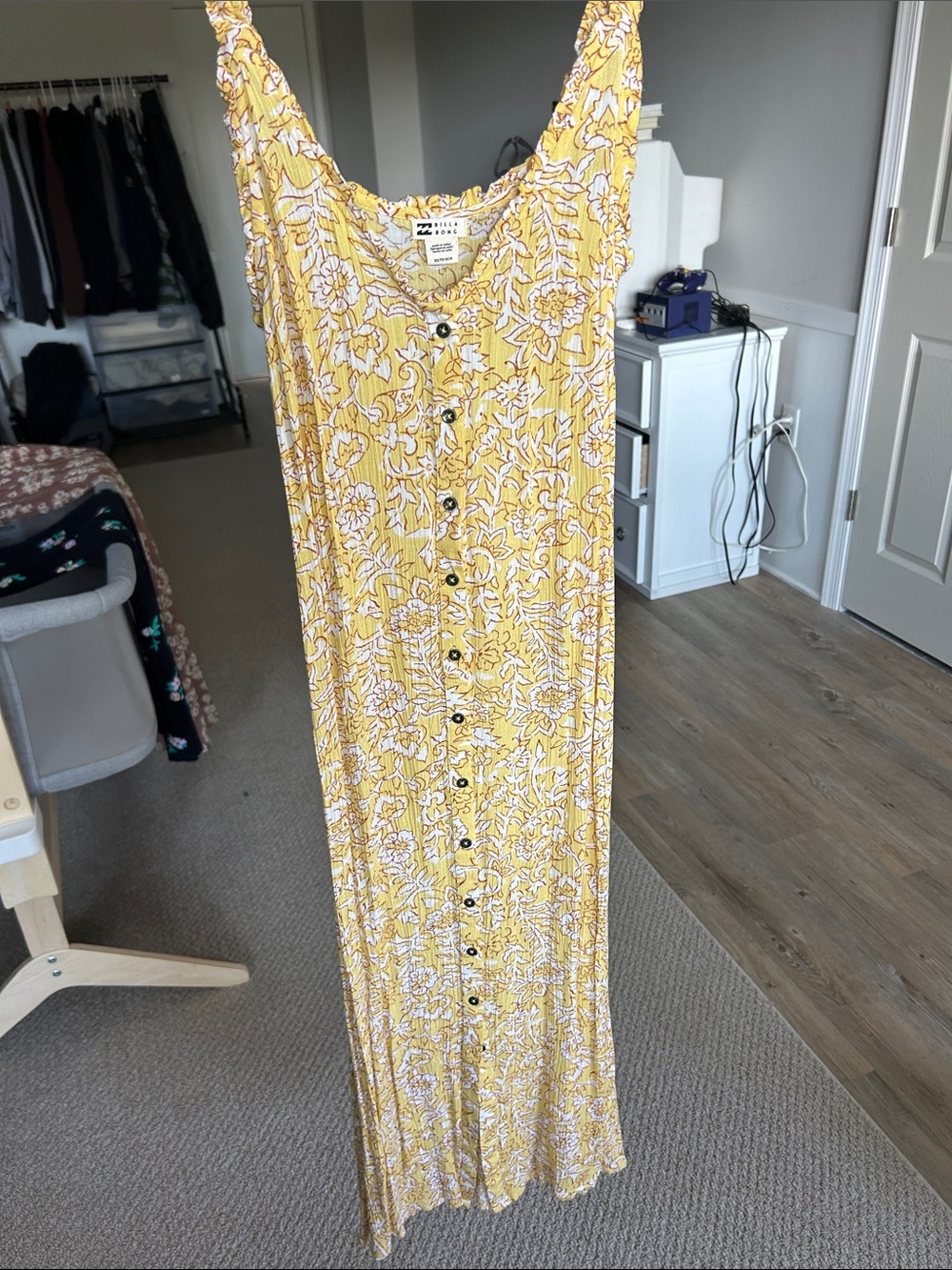 Billabong Yellow Floral Button-Front Maxi Dress - Women